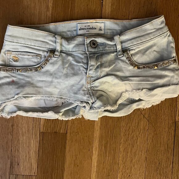 y2k abercrombie kids denim booty shorts - Picture 1 of 2